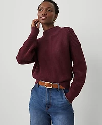 Ann Taylor Ribbed Mock Neck Wedge Sweater Women's