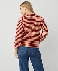 Ann Taylor Weekend Collection Turtleneck Stripe Drop Shoulder Sweater Size XS Iconic Red Women's