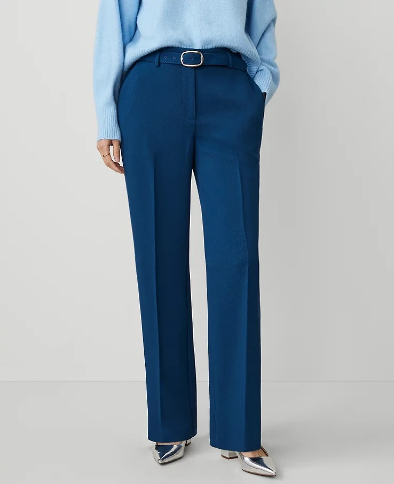 Ann Taylor Petite Belted Boot Pant - Curvy Fit Size 2 Sea Storm Women's