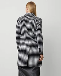 Ann Taylor Petite Checked Chesterfield Coat Size Medium Black Women's