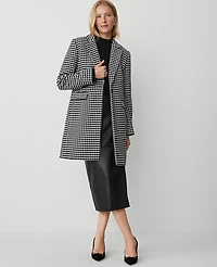 Ann Taylor Petite Checked Chesterfield Coat Size Medium Black Women's