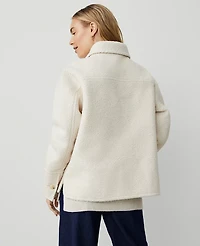 Ann Taylor Petite Weekend Collection Petite Collared Button Front Relaxed Jacket Size XL Sand Shell Women's