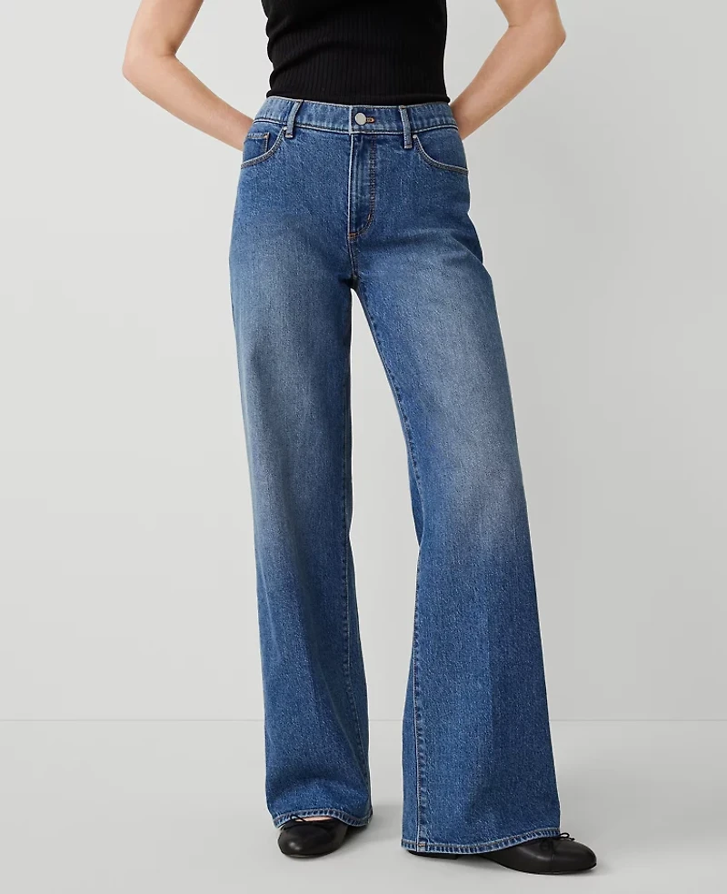 Ann Taylor The Wide Leg Jean Size 4 Original Medium Stone Wash Women's