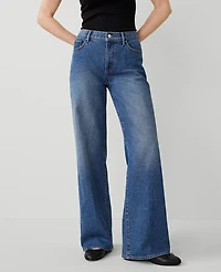 Ann Taylor The Wide Leg Jean Size 4 Original Medium Stone Wash Women's