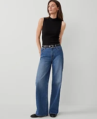 Ann Taylor The Wide Leg Jean Size 4 Original Medium Stone Wash Women's