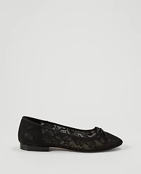Ann Taylor Lace Ballet Flat Size 9 1/2 Black Women's