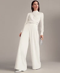 Ann Taylor The Dramatic Wide-Leg Crepe Pant Size 12 Winter White Women's
