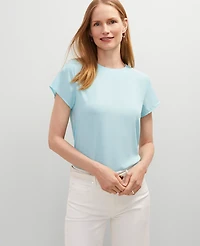 Ann Taylor Mixed Media Crew Neck T-Shirt Women's
