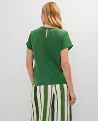 Ann Taylor Mixed Media Crew Neck T-Shirt Women's