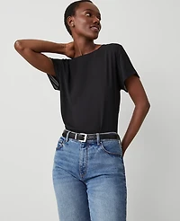 Ann Taylor Mixed Media Crew Neck T-Shirt Women's