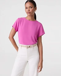 Ann Taylor Mixed Media Crew Neck T-Shirt Women's