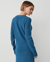 Ann Taylor Weekend Collection Wedge Ribbed Sweater Size Medium Balmy Blue Women's