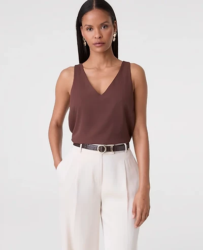 Ann Taylor Mixed Media V-Neck Shell Top Women's