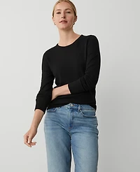 Ann Taylor Petite Essential Crew Neck Sweater Black Women's