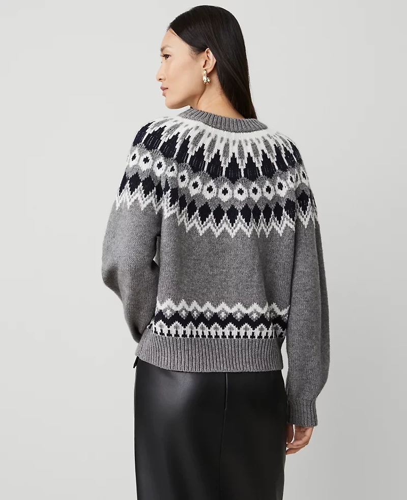 Ann Taylor Fair Isle Raglan Sweater Size XL Medium Heather Grey Women's