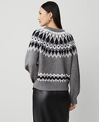 Ann Taylor Fair Isle Raglan Sweater Size XL Medium Heather Grey Women's