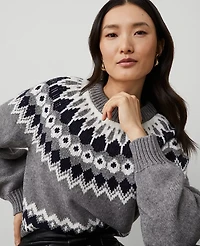 Ann Taylor Fair Isle Raglan Sweater Size XL Medium Heather Grey Women's