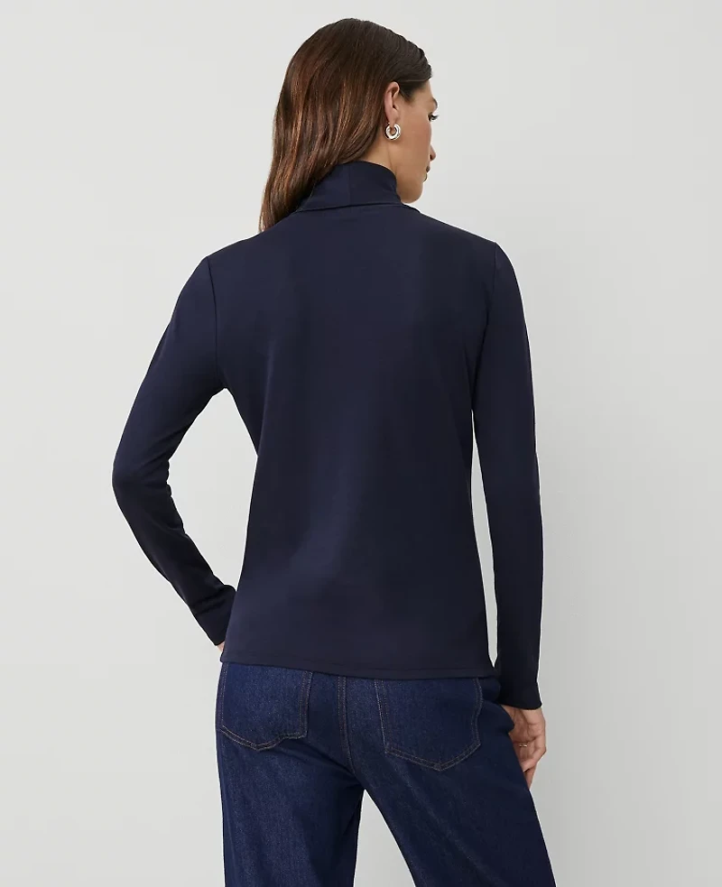 Ann Taylor Petite Weekend Collection Turtleneck Top Size 2XS Night Sky Women's