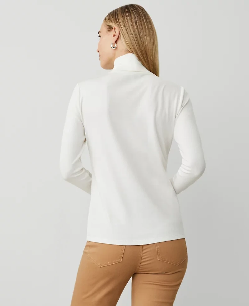 Ann Taylor Petite Weekend Collection Turtleneck Top Winter White Women's
