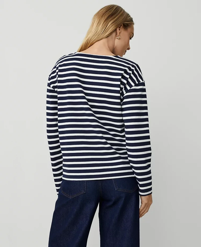 Ann Taylor Petite Cotton Henley Pure Sapphire Women's