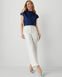 Ann Taylor The Petite Straight Ankle Pant in Crepe Size 4 Winter White Women's