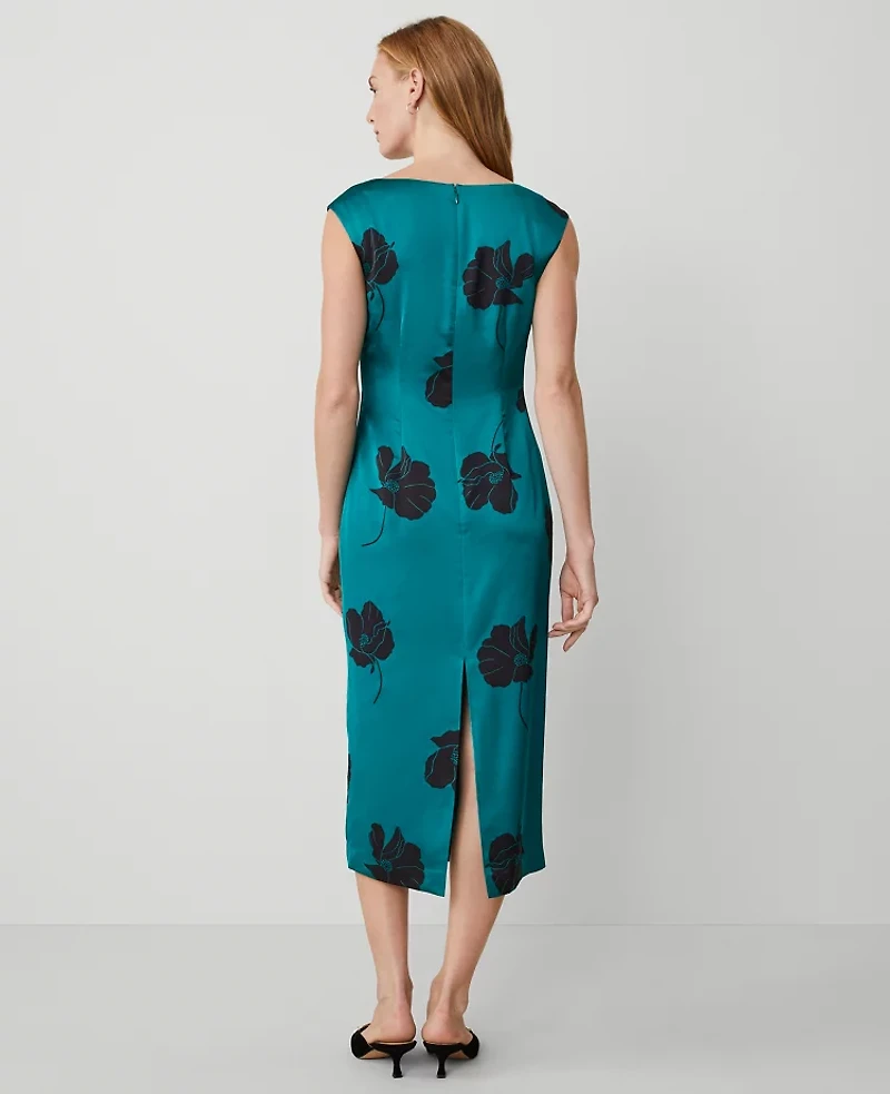 Ann Taylor Floral Square Neck Column Maxi Dress Size 6 Green Marais Women's