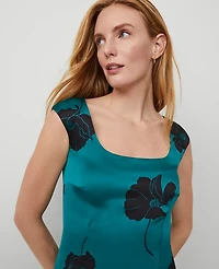 Ann Taylor Floral Square Neck Column Maxi Dress Size 6 Green Marais Women's