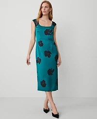 Ann Taylor Floral Square Neck Column Maxi Dress Size 6 Green Marais Women's