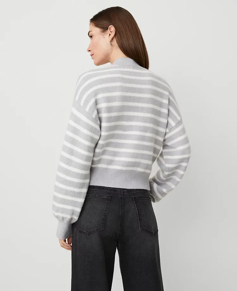 Ann Taylor Petite Striped Drop Shoulder Cardigan Size XL Grey/White Combo Women's