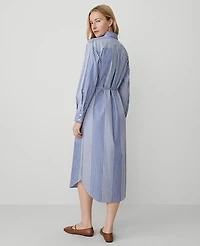 Ann Taylor Weekend Collection Striped Midi Shirtdress Deep Grotto Women's