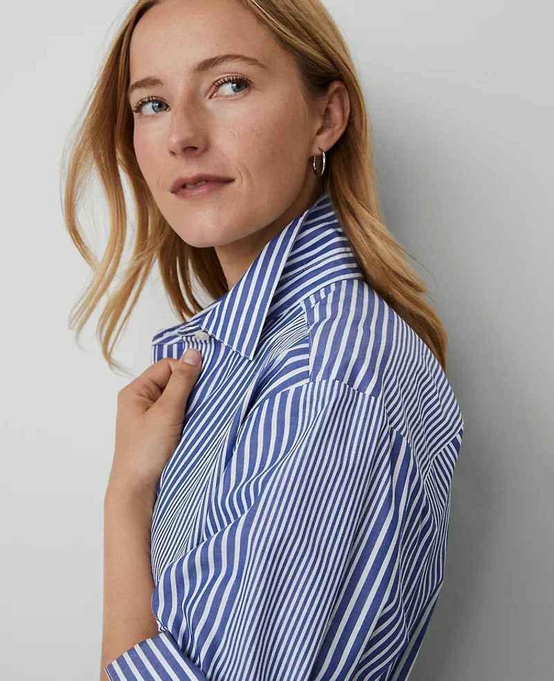 Ann Taylor Weekend Collection Striped Midi Shirtdress Deep Grotto Women's