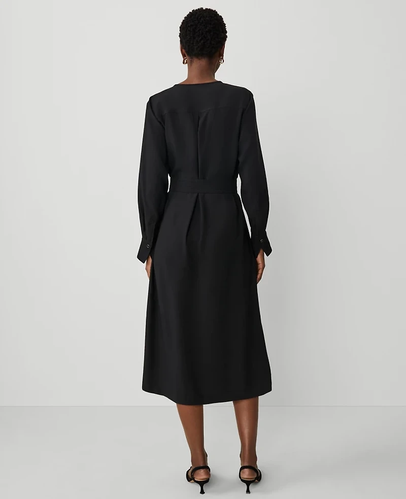 Ann Taylor Petite Split Neck Column Dress Size 2XS Black Women's