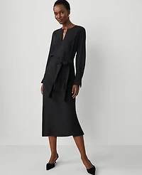 Ann Taylor Petite Split Neck Column Dress Size 2XS Black Women's