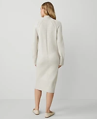 Ann Taylor Petite Weekend Collection Mock Neck Raglan Sweater Dress Size Large Pale Sand Heather Women's