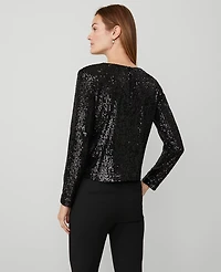 Ann Taylor Sequin Popover Top Black Women's