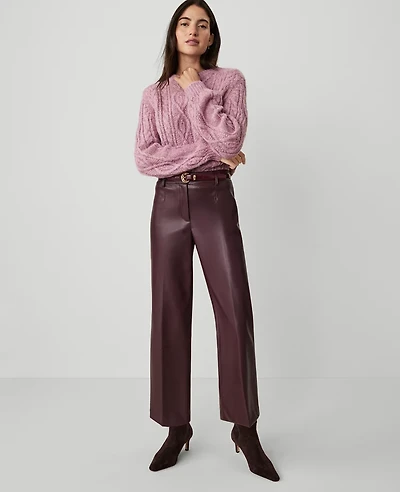 Ann Taylor The Straight Ankle Faux Leather Pant Size 2 Mauve Rose Women's