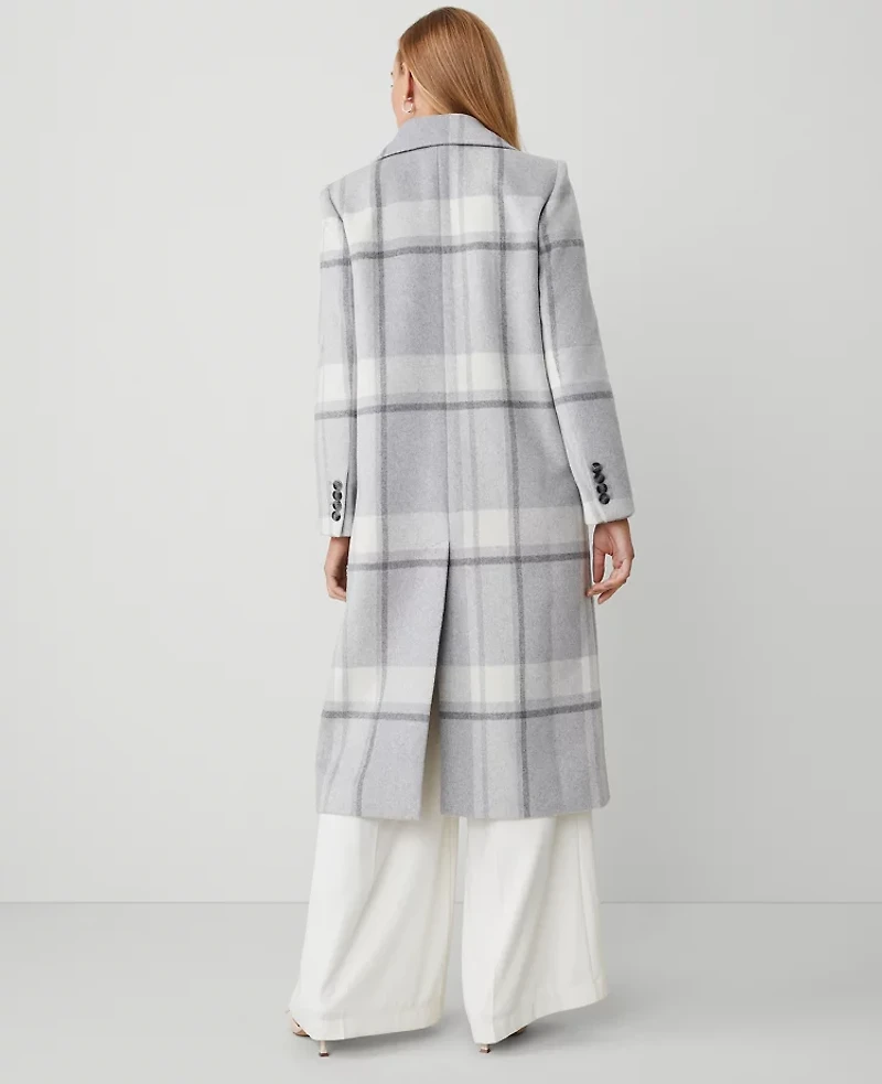 Ann Taylor Plaid Peacoat Size Small Magnesium Women's
