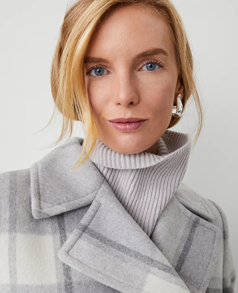 Ann Taylor Plaid Peacoat Size Small Magnesium Women's