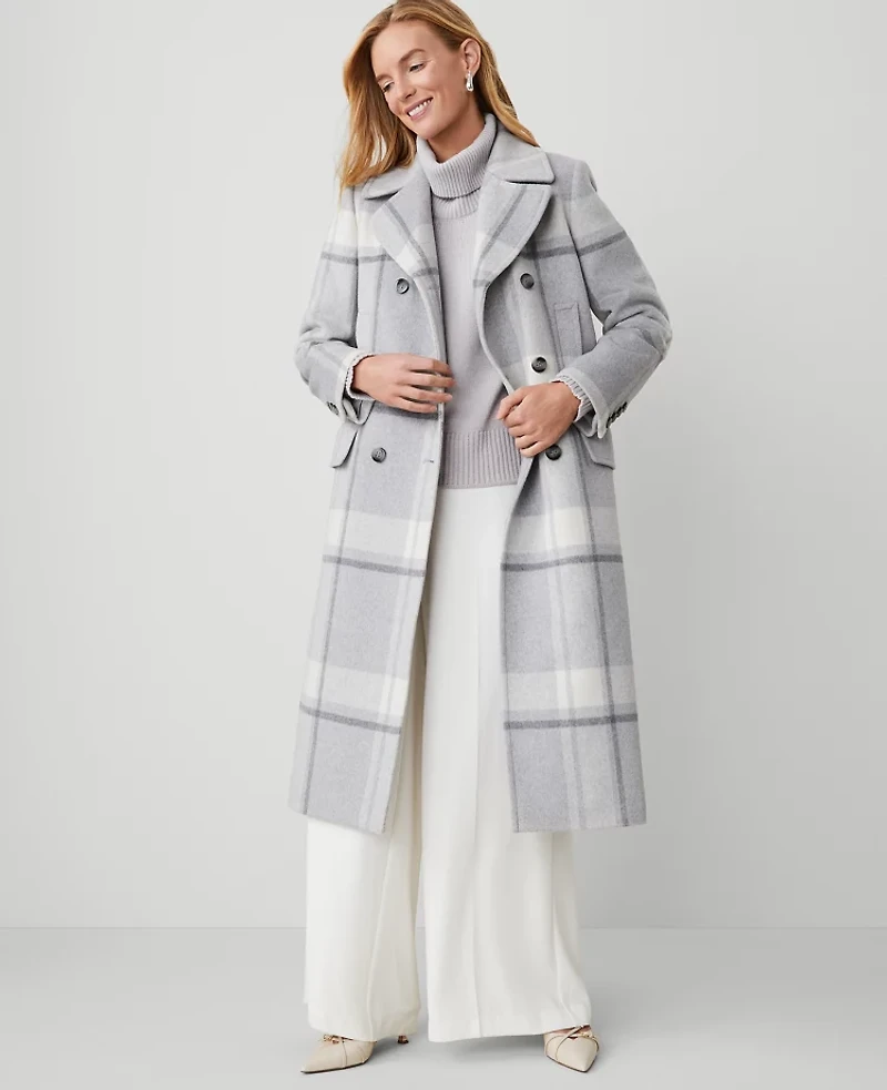 Ann Taylor Plaid Peacoat Size Small Magnesium Women's