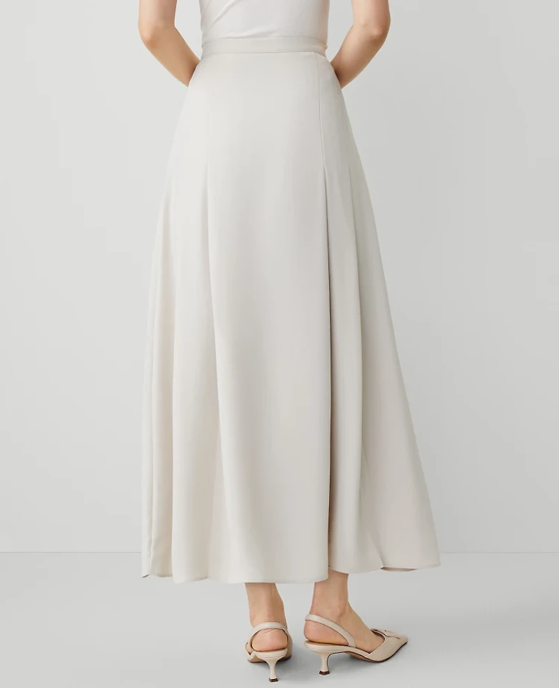 Ann Taylor Pleated Wrap Midi Skirt Size 4 Tahini Women's