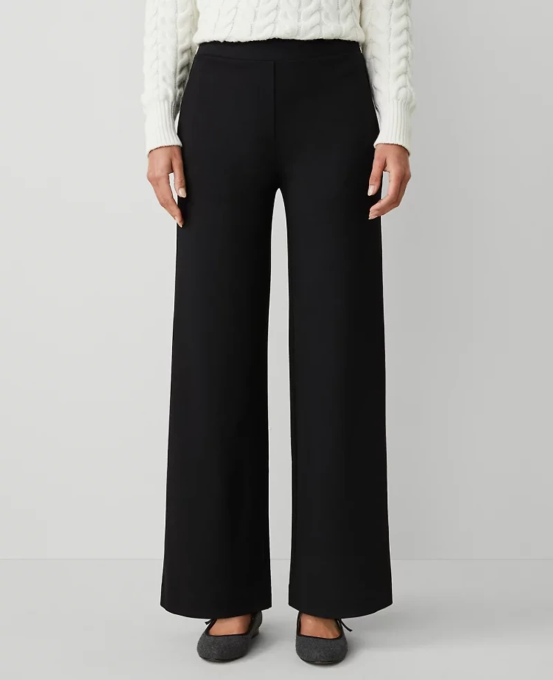 Ann Taylor Petite Weekend Collection Ponte Straight Leg Pant Size XS Black Women's