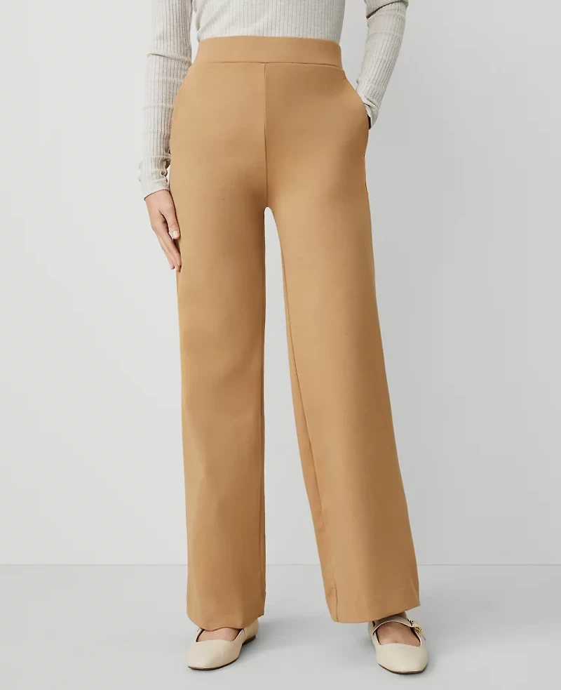 Ann Taylor Petite Weekend Collection Ponte Straight Leg Pant Size 2XS Perfect Camel Women's