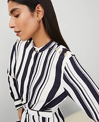 Ann Taylor Striped Maxi Flare Dress Night Sky Women's