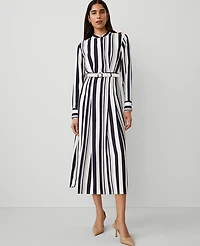 Ann Taylor Striped Maxi Flare Dress Night Sky Women's