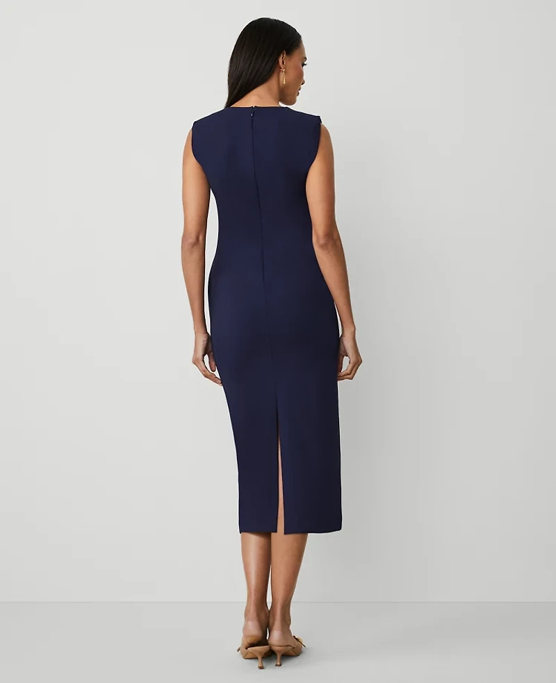 Ann Taylor Cap Sleeve Sheath Midi Dress Seaside Navy Women's