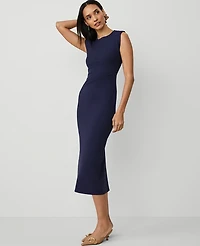 Ann Taylor Cap Sleeve Sheath Midi Dress Seaside Navy Women's