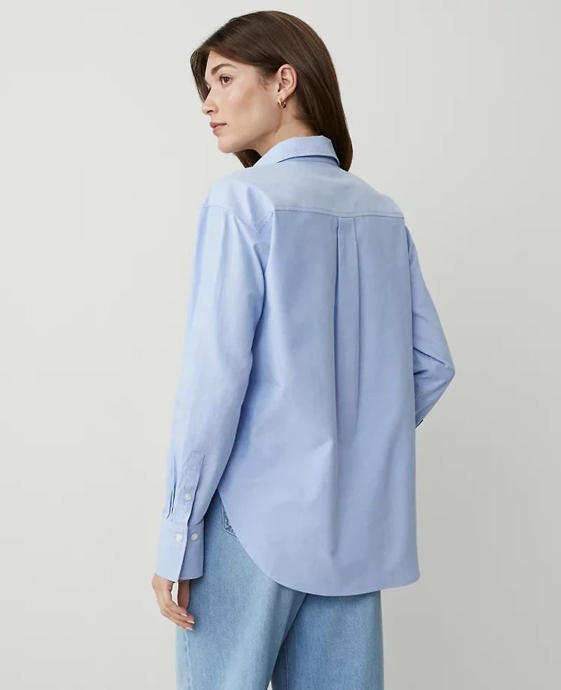 Ann Taylor Weekend Collection Oversized Shirt Size Medium Light Blue Melange Women's