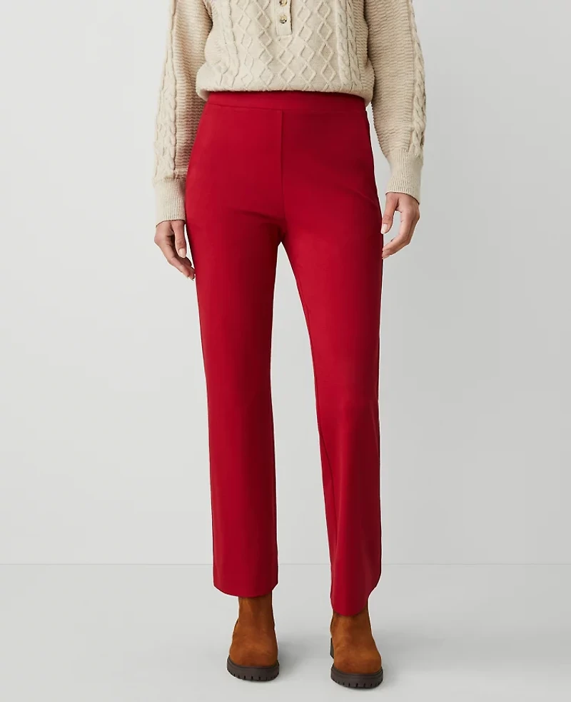 Ann Taylor Petite Weekend Collection Ponte Pull On Pant Gingham Red Women's
