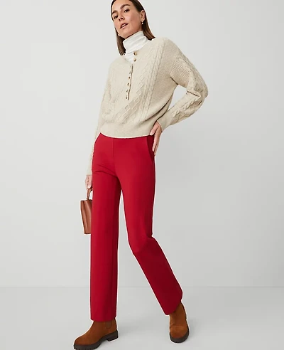 Ann Taylor Petite Weekend Collection Ponte Pull On Pant Gingham Red Women's