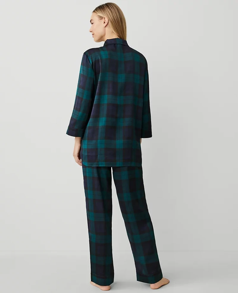 Ann Taylor Tartan Pajama Set Size Medium Rainforest Women's
